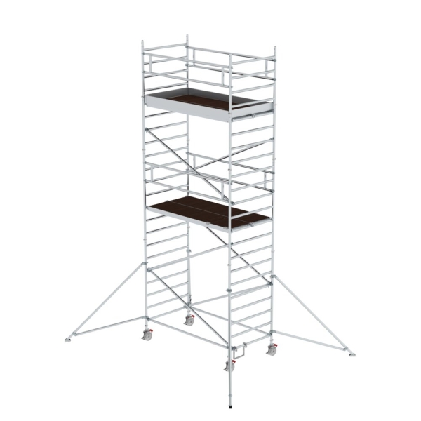 MUNK Rollgerüst 1,35 x 2,45 m mit Ausleger & Doppel-Plattform Plattformhöhe 5,59 m, 168535