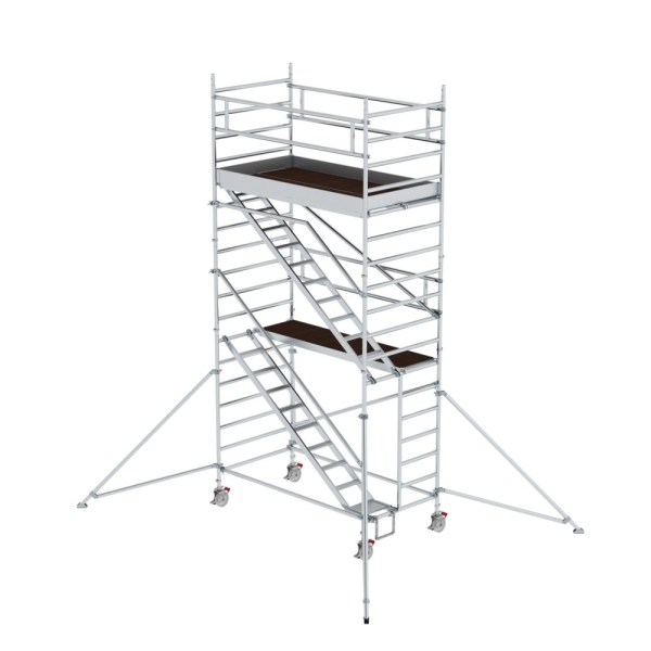 MUNK Rollgerüst 1,35 x 2,45 m mit Schrägaufstiegen & Ausleger Plattformhöhe 4,47 m, 167210