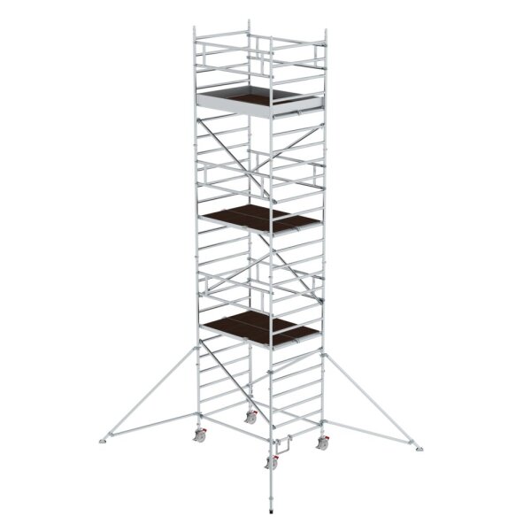 MUNK Rollgerüst 1,35 x 1,80 m mit Ausleger & Doppel-Plattform Plattformhöhe 6,43 m, 167636