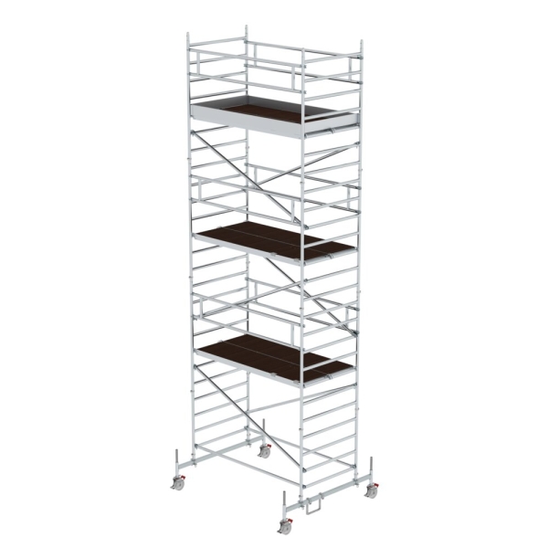 MUNK Rollgerüst 1,35 x 2,45 m mit Fahrbalken & Doppel-Plattform Plattformhöhe 6,62 m, 174636