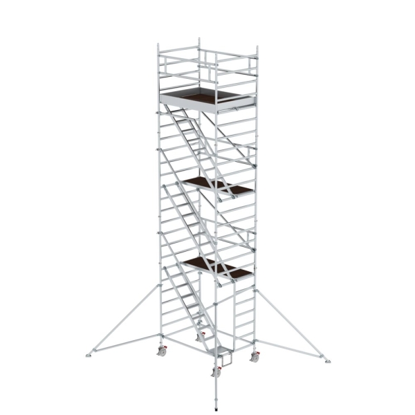 MUNK Rollgerüst 1,35 x 1,80 m mit Schrägaufstiegen & Ausleger Plattformhöhe 6,43 m, 167300