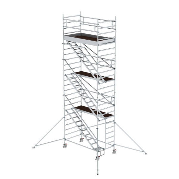 MUNK Rollgerüst 1,35 x 2,45 m mit Schrägaufstiegen & Ausleger Plattformhöhe 6,43 m, 167310