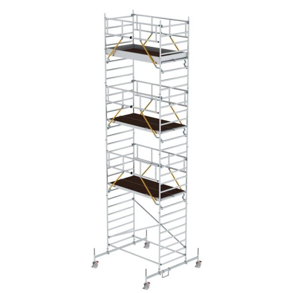 MUNK Rollgerüst SG 1,35 x 2,45 m mit Fahrbalken & Doppel-Plattform Plattformhöhe 7,74 m, 174737
