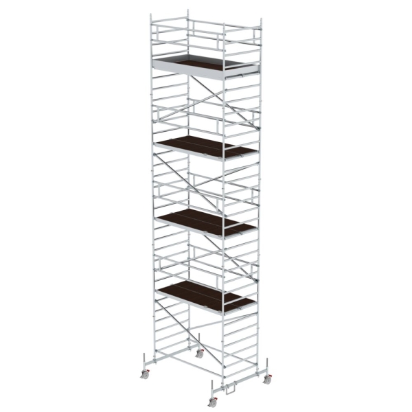 MUNK Rollgerüst 1,35 x 2,45 m mit Fahrbalken & Doppel-Plattform Plattformhöhe 8,58 m, 174836