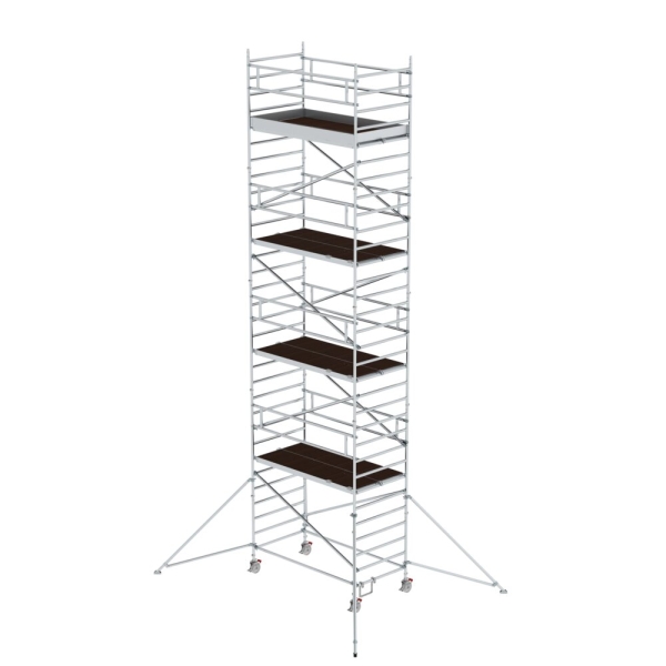 MUNK Rollgerüst 1,35 x 2,45 m mit Ausleger & Doppel-Plattform Plattformhöhe 8,39 m, 168836