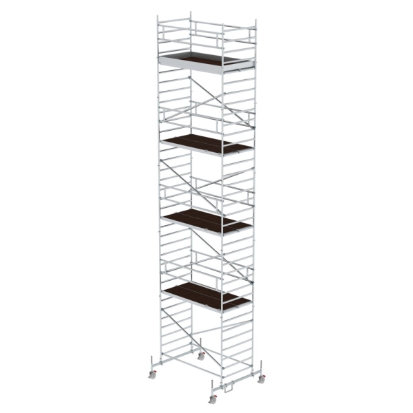 MUNK Rollgerüst 1,35 x 2,45 m mit Fahrbalken & Doppel-Plattform Plattformhöhe 9,70 m, 174936