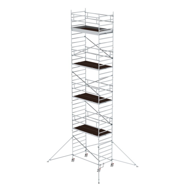 MUNK Rollgerüst 1,35 x 2,45 m mit Ausleger & Doppel-Plattform Plattformhöhe 9,51 m, 168936