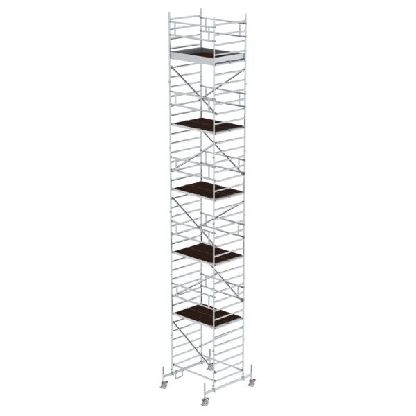 MUNK Rollgerüst 1,35 x 1,80 m mit Fahrbalken & Doppel-Plattform Plattformhöhe 10,54 m, 173036