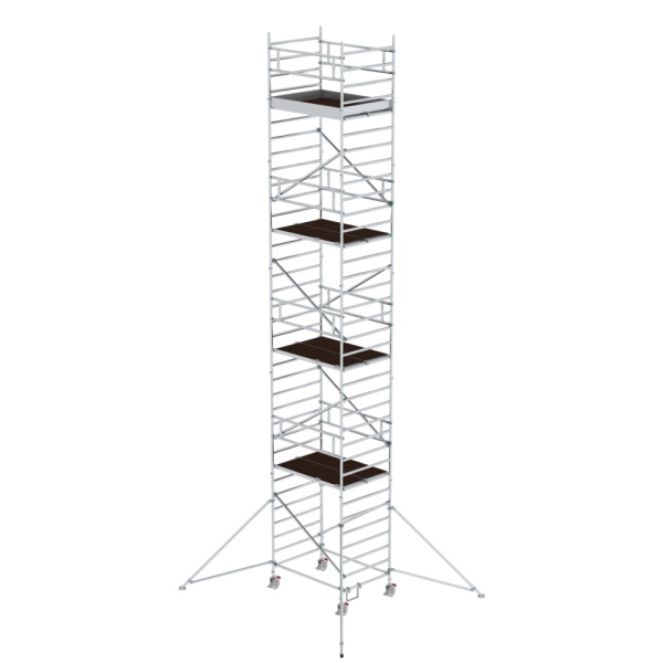MUNK Rollgerüst 1,35 x 1,80 m mit Ausleger & Doppel-Plattform Plattformhöhe 10,35 m, 167036