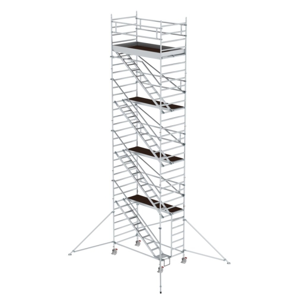 MUNK Rollgerüst 1,35 x 2,45 m mit Schrägaufstiegen & Ausleger Plattformhöhe 8,39 m, 167410