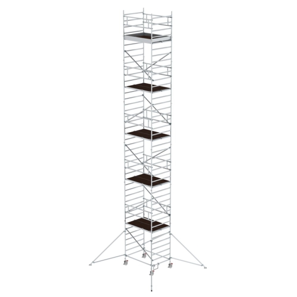 MUNK Rollgerüst 1,35 x 1,80 m mit Ausleger & Doppel-Plattform Plattformhöhe 11,47 m, 167136