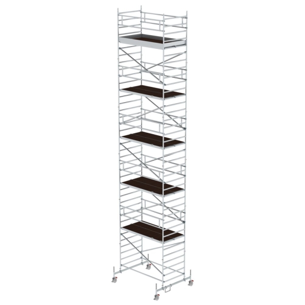 MUNK Rollgerüst 1,35 x 2,45 m mit Fahrbalken & Doppel-Plattform Plattformhöhe 10,54 m, 174036