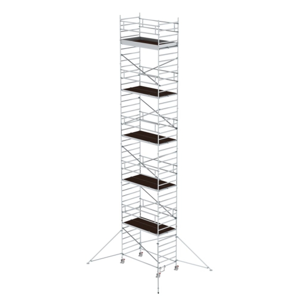 MUNK Rollgerüst 1,35 x 2,45 m mit Ausleger & Doppel-Plattform Plattformhöhe 11,47 m, 168136