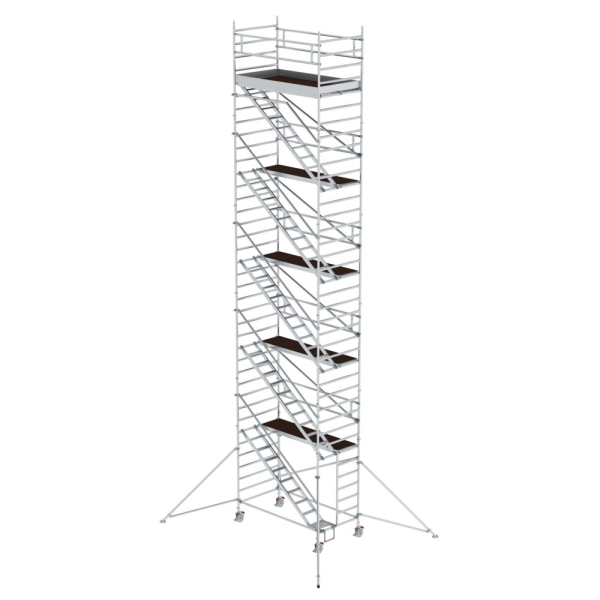 MUNK Rollgerüst 1,35 x 2,45 m mit Schrägaufstiegen & Ausleger Plattformhöhe 10,35 m, 167510