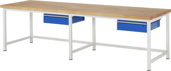 RAU Werkbank höhenverstelbar 8001A1, 3000xT900xH840-1040mm, 2xSchublade-TA, 03-8001A1-309B4H.11
