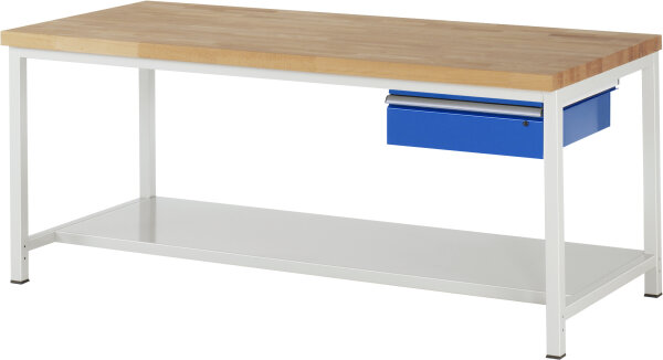 RAU Werkbank höhenverstellbar 8001A6, B2000xT900xH840-1040mm, 1xSchublade-TA, 03-8001A6-209B4H.11
