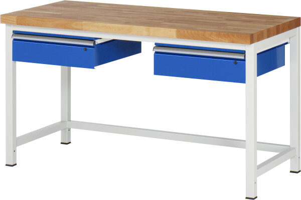 RAU Werkbank höhenverstellbar 8002A1, B1500xT700xH840-1040mm, 2xSchublade-TA, 03-8002A1-157B4H.11