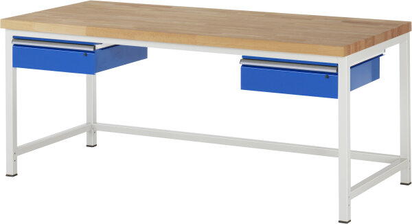 RAU Werkbank höhenverstellbar 8002A1, B2000xT900xH840-1040mm, 2xSchublade-TA, 03-8002A1-209B4H.11