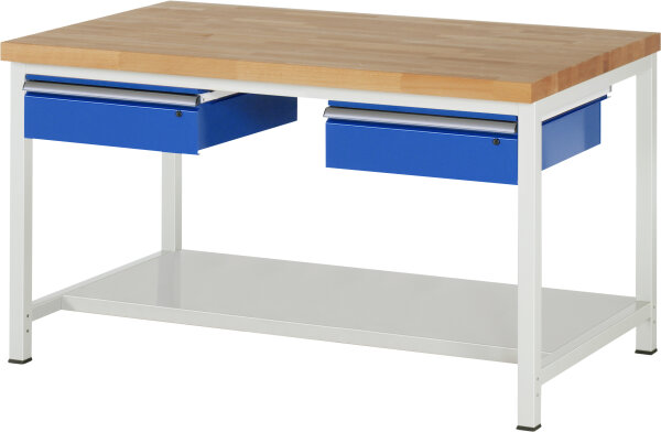 RAU Werkbank höhenverstellbar 8002A6, B1500xT900xH840-1040mm, 2xSchublade-TA, 03-8002A6-159B4H.11
