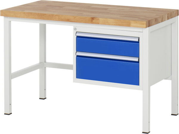 RAU Werkbank höhenverstellbar 8123A1, B1250xT700xH840-1040mm, 2xSchublade-TA, 03-8123A1-127B4H.11