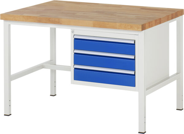 RAU Werkbank höhenverstellbar 8127A1, B1250xT900xH840-1040mm, 3xSchublade-TA, 03-8127A1-129B4H.11