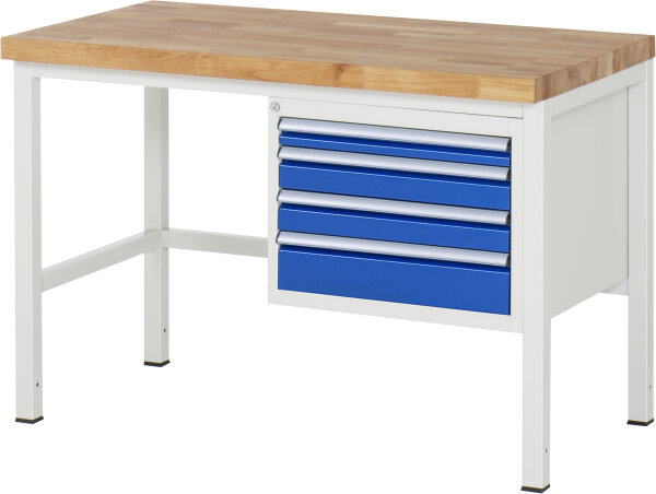 RAU Werkbank höhenverstellbar 8132A1, B1250xT700xH840-1040mm, 4xSchublade-TA, 03-8132A1-127B4H.11