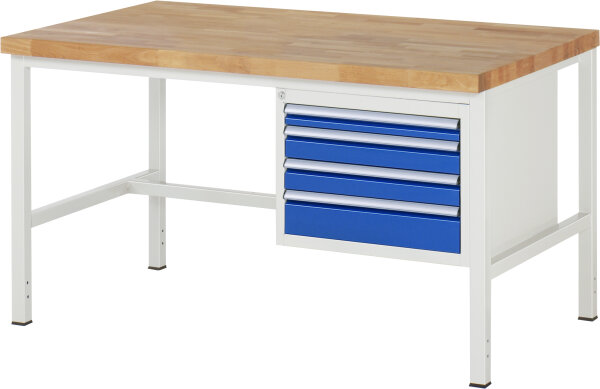 RAU Werkbank höhenverstellbar 8132A1, B1500xT900xH840-1040mm, 4xSchublade-TA, 03-8132A1-159B4H.11