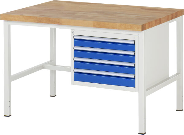 RAU Werkbank höhenverstellbar 8133A1, B1250xT900xH840-1040mm, 4xSchublade-TA, 03-8133A1-129B4H.11