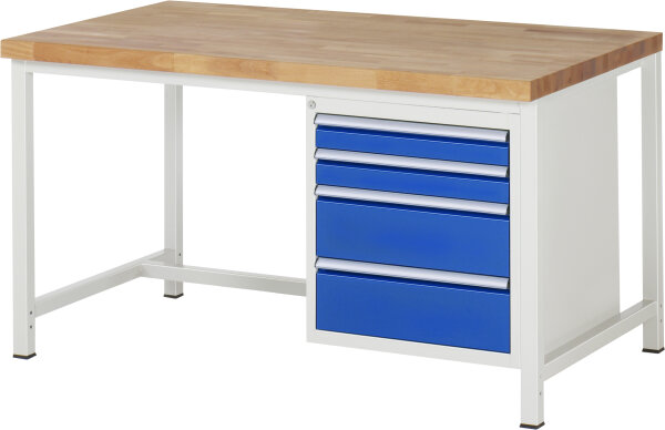 RAU Werkbank höhenverstellbar 8161A1, B1500xT900xH840-1040mm, 4xSchublade-TA, 03-8161A1-159B4H.11