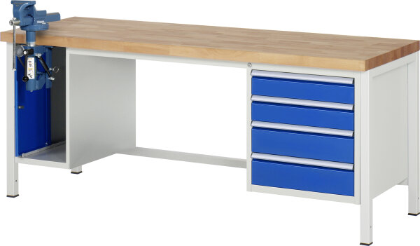 RAU Werkbank höhenverstellbar 8185A1, B2000xT700xH840-1040mm, 4xSchublade-TA, SSKL, 03-8185A1-207B4H.11