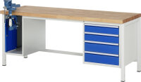 RAU Werkbank höhenverstellbar 8185A1, B2000xT700xH840-1040mm, 4xSchublade-TA, SSKL, 03-8185A1-207B4H.11