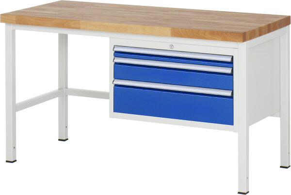 RAU Werkbank höhenverstellbar 8226A1, B1500xT700xH840-1040mm, 3xSchublade-TA, 03-8226A1-157B4H.11