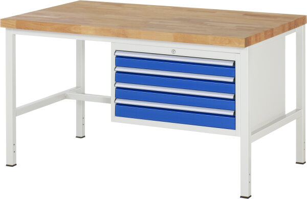 RAU Werkbank höhenverstellbar 8233A1, B1500xT900xH840-1040mm, 4xSchublade-TA, 03-8233A1-159B4H.11