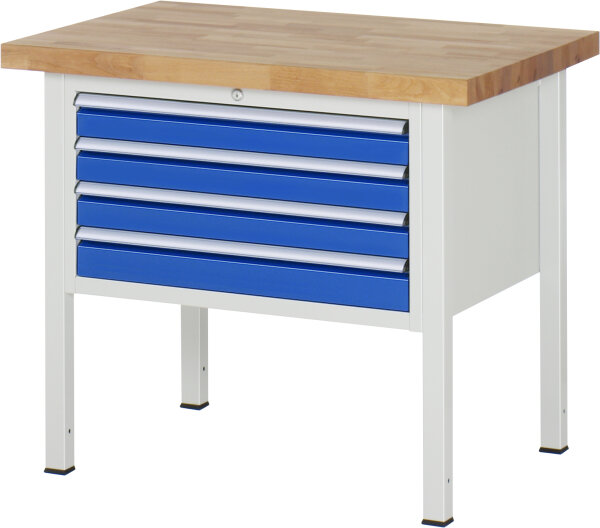RAU Werkbank höhenverstellbar 8233A2, B1000xT700xH840-1040mm, 4xSchublade-TA, 03-8233A2-107B4H.11