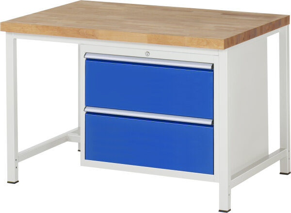 RAU Werkbank höhenverstellbar 8255A1, B1250xT900xH840-1040mm, 2xSchublade-TA, 03-8255A1-129B4H.11
