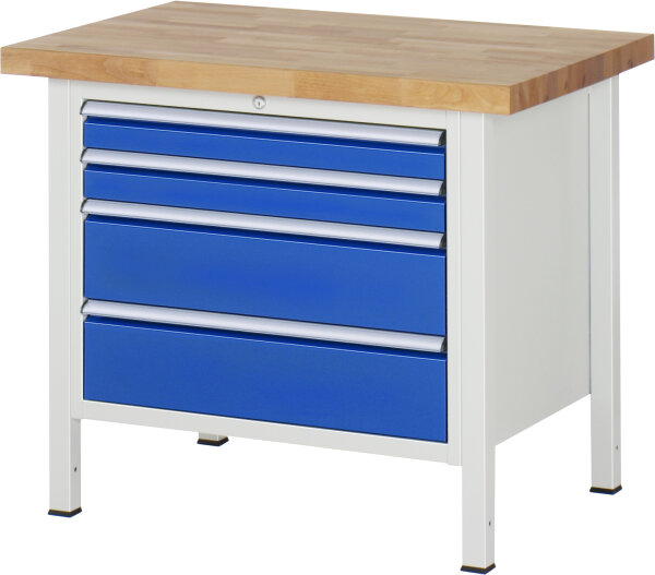 RAU Werkbank höhenverstellbar 8261A2, B1000xT700xH840-1040mm, 4xSchublade-TA, 03-8261A2-107B4H.11