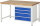 RAU Werkbank höhenverstellbar 8262A1, B1500xT900xH840-1040mm, 4xSchublade-TA, 03-8262A1-159B4H.11