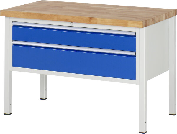RAU Werkbank höhenverstellbar 8323A1, B1250xT700xH840-1040mm, 2xSchublade-TA, 03-8323A2-127B4H.11