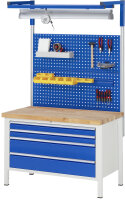 RAU Werkbank höhenverstellbar 8323A1, B1250xT700xH840-1040mm, 2xSchublade-TA, 03-8323A2-127B4H.11