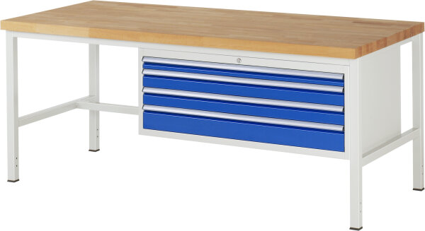 RAU Werkbank höhenverstellbar 8332A1, B2000xT900xH840-1040mm, 4xSchublade-TA, 03-8332A1-209B4H.11