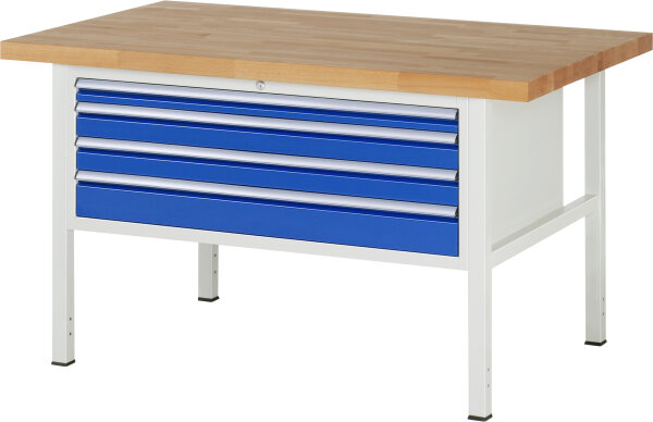 RAU Werkbank höhenverstellbar 8332A2, B1500xT900xH840-1040mm, 4xSchublade-TA, 03-8332A2-159B4H.11