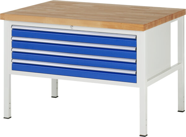 RAU Werkbank höhenverstellbar 8333A2, B1250xT900xH840-1040mm, 4xSchublade-TA, 03-8333A2-129B4H.11