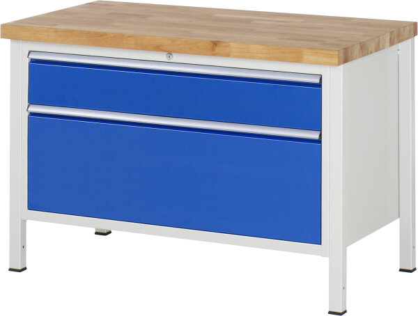 RAU Werkbank höhenverstellbar 8356A2, B1250xT700xH840-1040mm, 2xSchublade-TA, 03-8356A2-127B4H.11