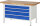 RAU Werkbank höhenverstellbar 8362A2, B1500xT700xH840-1040mm, 4xSchublade-TA, 03-8362A2-157B4H.11