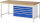 RAU Werkbank höhenverstellbar 8368A1, B2000xT900xH840-1040mm, 4xSchublade-TA, 03-8368A1-209B4H.11
