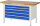 RAU Werkbank höhenverstellbar 8371A2, B1500xT700xH840-1040mm, 5xSchublade-TA, 03-8371A2-157B4H.11