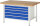 RAU Werkbank höhenverstellbar 8371A2, B1500xT900xH840-1040mm, 5xSchublade-TA, 03-8371A2-159B4H.11
