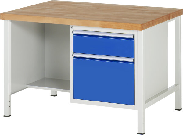 RAU Werkbank höhenverstellbar 8451A2, B1250xT900xH840-1040mm, 2xSchublade-TA, 03-8451A2-129B4H.11