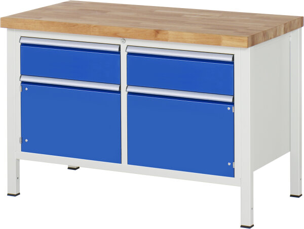 RAU Werkbank höhenverstellbar 8466A2, B1250xT700xH840-1040mm, 2xSchublade-TA, 2xTüren, 03-8466A2-127B4H.11