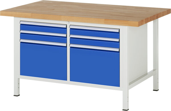 RAU Werkbank höhenverstellbar 8474A2, B1500xT900xH840-1040mm, 6xSchublade-TA, 03-8474A2-159B4H.11